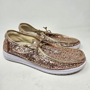 CORKYS FOOTWEAR Glitter Kayak Rose Gold Size 7